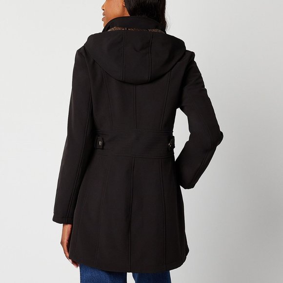 NWT LIZ CLAIBORNE WINE HOODED COAT JACKET GOLD HARDWARE - Picture 3 of 17